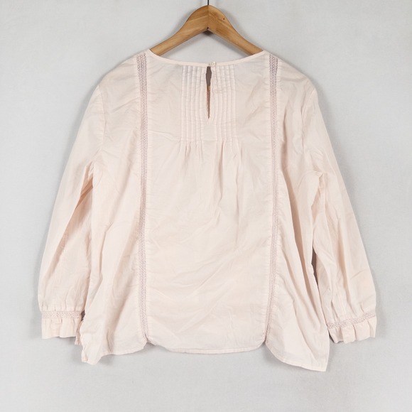 J Crew Top Blouse Womens 12 Light Pink Floral Embroidered Boho Cottage Feminine - Picture 3 of 9